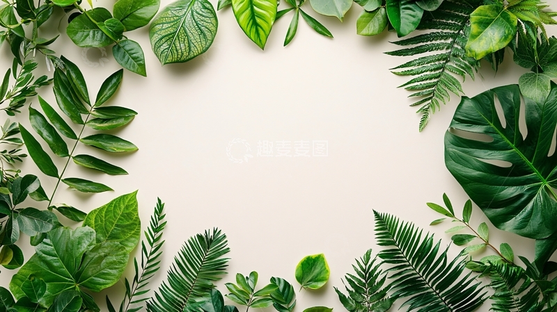 高清大图下载【趣麦麦图】绿色植物环绕的空白