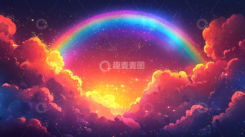 高清大图下载【趣麦麦图】梦幻星空彩虹云朵