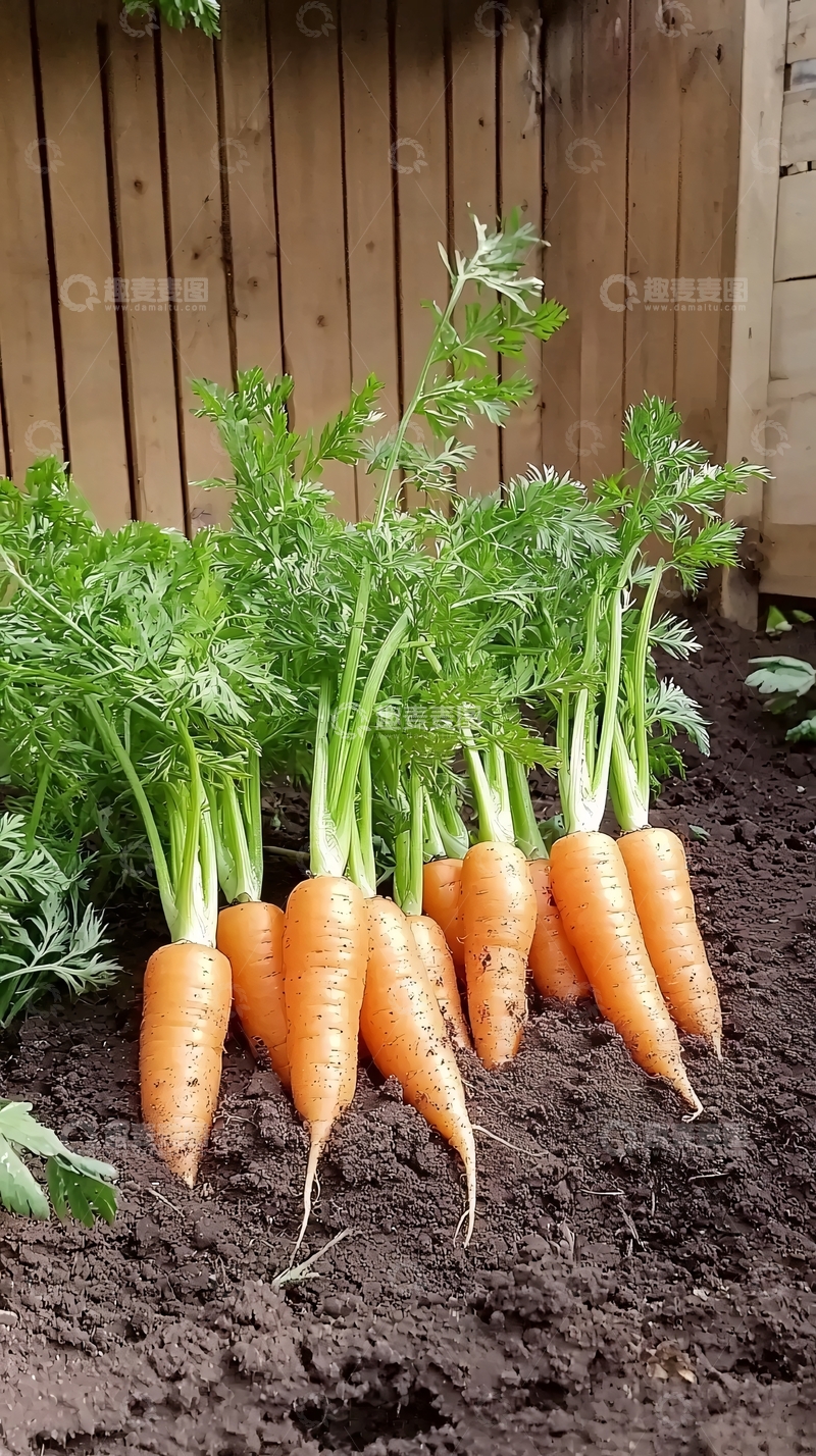 高清大图下载【趣麦麦图】新鲜采摘的胡萝卜