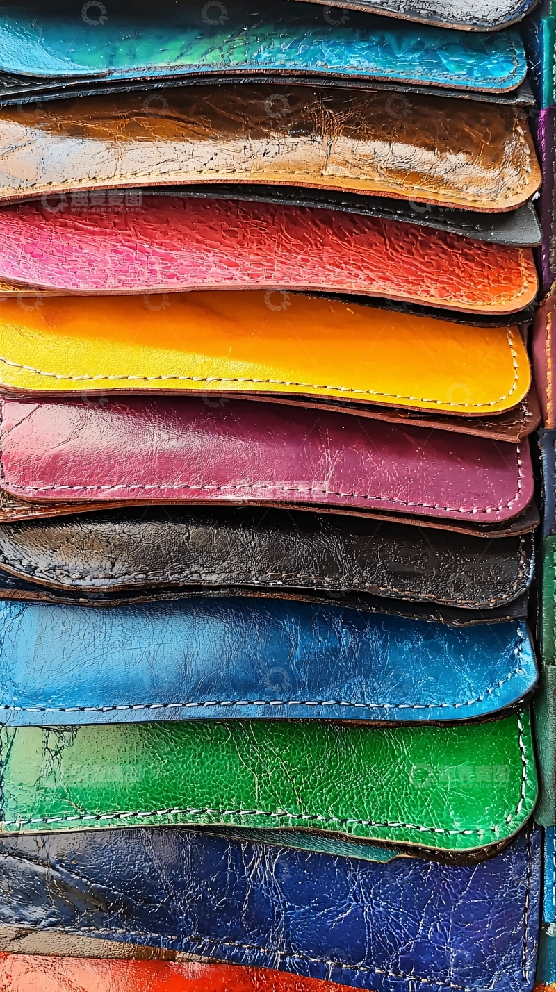 高清大图下载【趣麦麦图】彩色真皮卡包堆叠