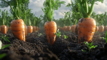 新鲜丰收的胡萝卜田