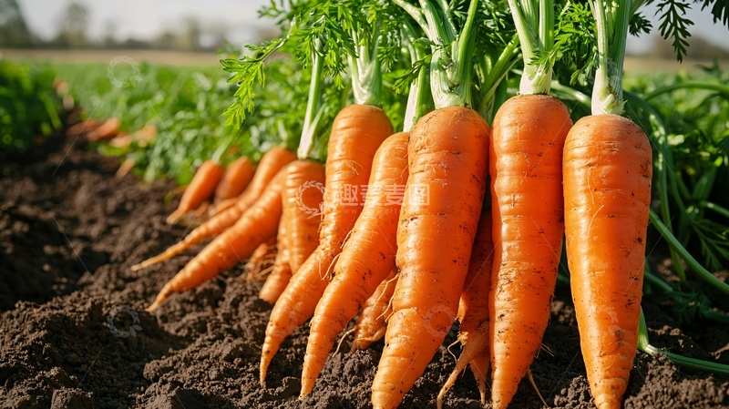 高清大图下载【趣麦麦图】-新鲜胡萝卜田间采摘