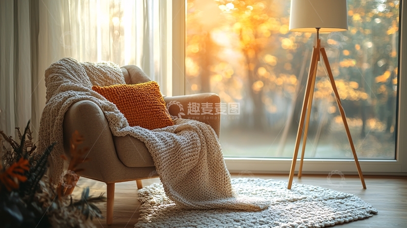 高清大图下载【趣麦麦图】窗边舒适的休闲椅