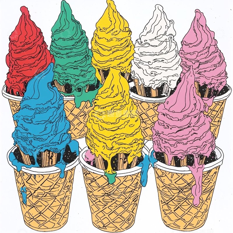 高清大图下载【趣麦麦图】彩色冰淇淋蛋筒