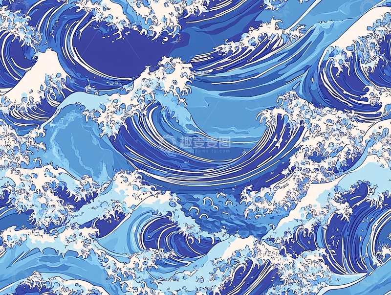 高清大图下载【趣麦麦图】蓝白海浪的抽象背景