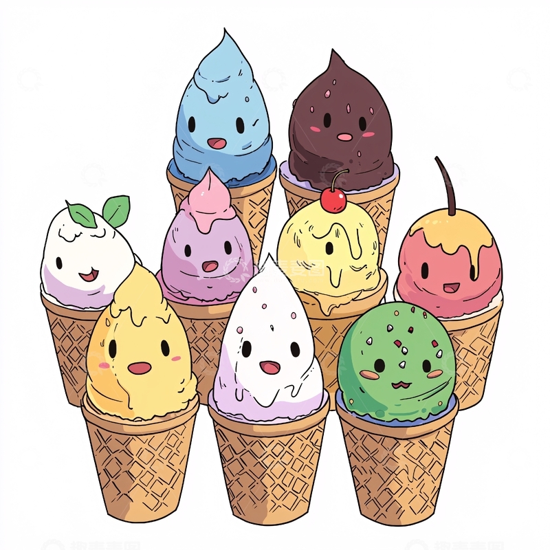 高清大图下载【趣麦麦图】可爱卡通冰淇淋