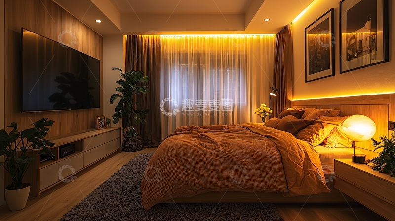 高清大图下载【趣麦麦图】温馨舒适现代卧室