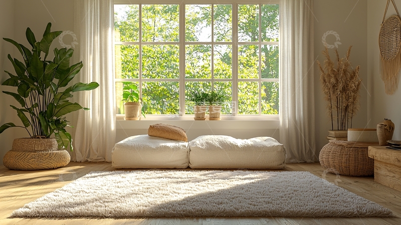 高清大图下载【趣麦麦图】阳光洒满房间的舒适家居