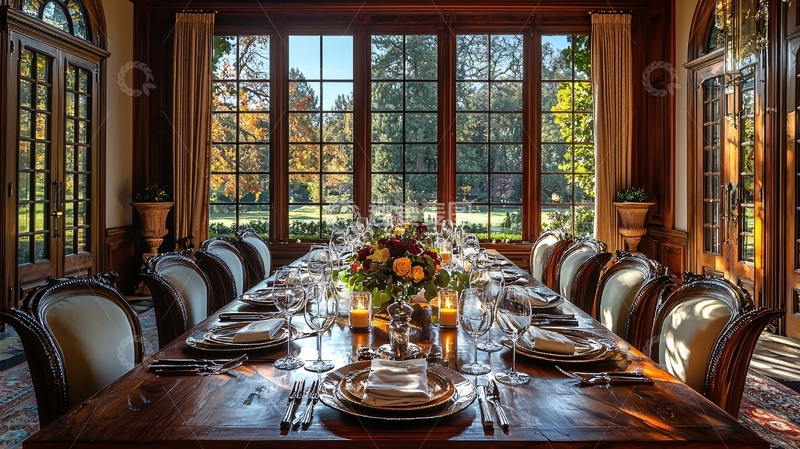 高清大图下载【趣麦麦图】秋日阳光洒满长桌