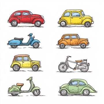 复古手绘交通工具