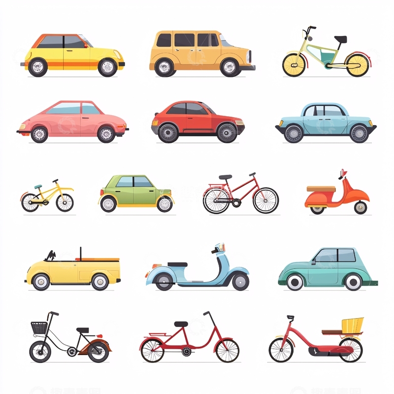 高清大图下载【趣麦麦图】卡通交通工具