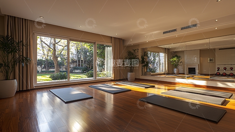 高清大图下载【趣麦麦图】宽敞明亮的瑜伽练习室