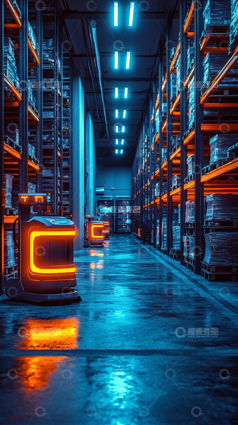 高清大图下载【趣麦麦图】未来感仓库夜景