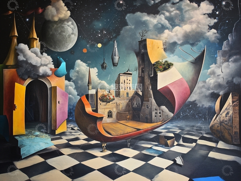 高清大图下载【趣麦麦图】超现实主义梦境城堡