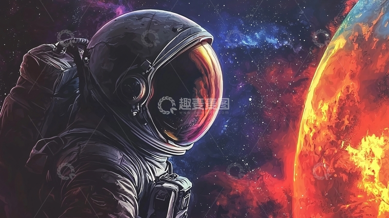 高清大图下载【趣麦麦图】宇航员太空探索
