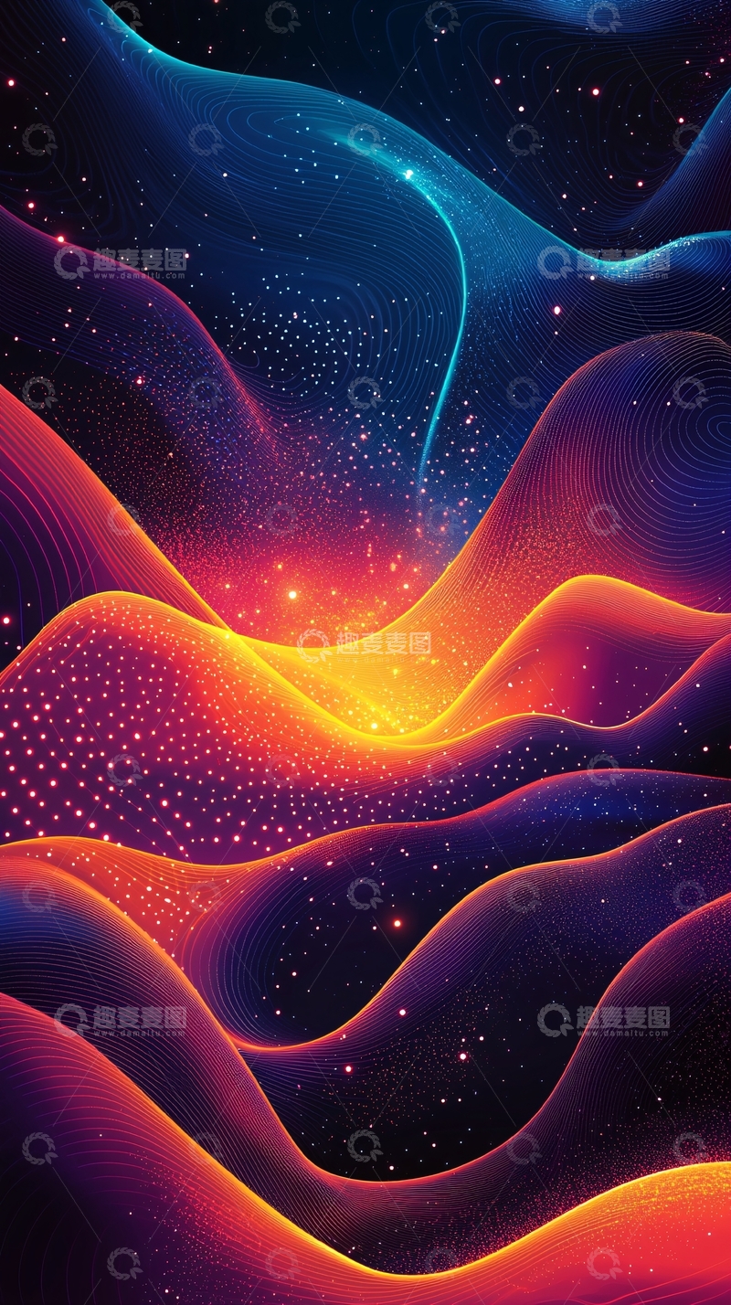 高清大图下载【趣麦麦图】抽象波浪星空背景