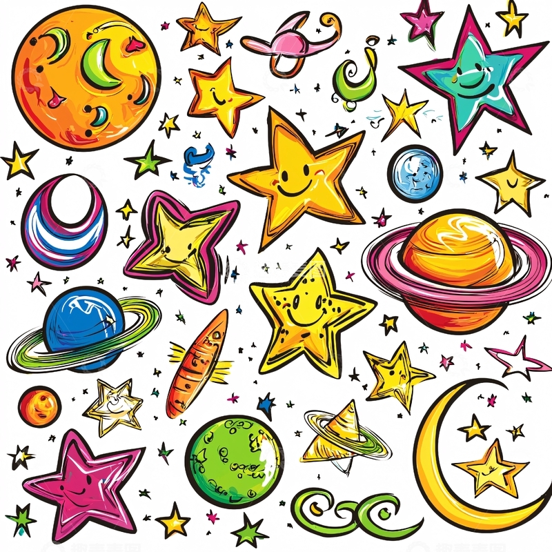 高清大图下载【趣麦麦图】卡通星球星星素材
