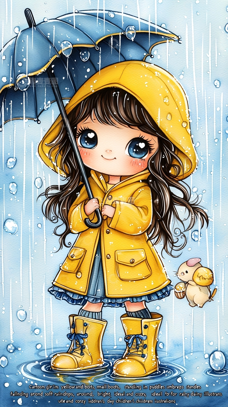 高清大图下载【趣麦麦图】可爱小女孩雨中漫步