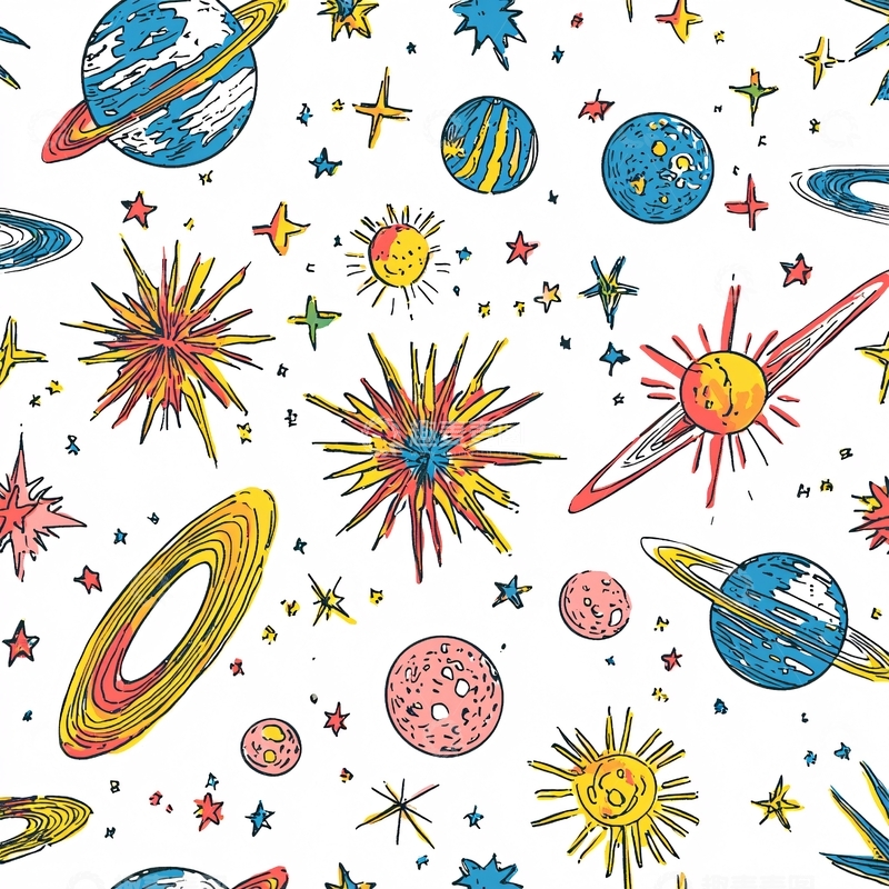 高清大图下载【趣麦麦图】手绘宇宙图案