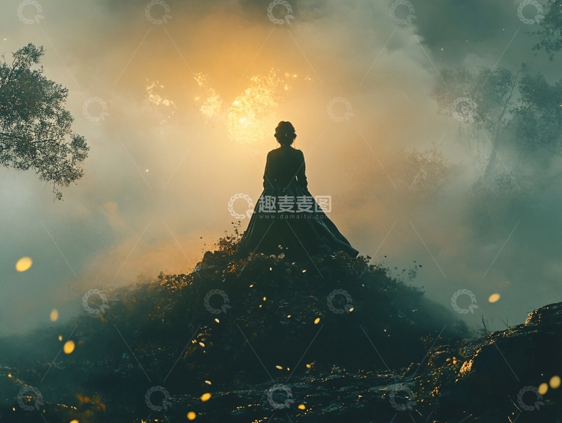 高清大图下载【趣麦麦图】孤独的背影笼罩在迷雾中