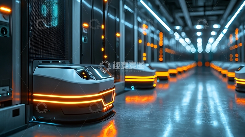 高清大图下载【趣麦麦图】未来科技感机器人仓库