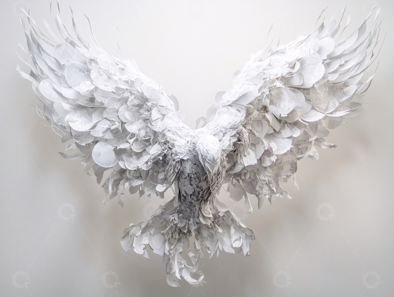 高清大图下载【趣麦麦图】白色羽毛构成的飞鸟