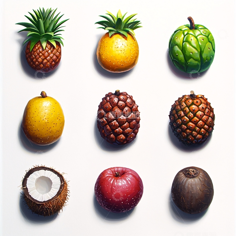 高清大图下载【趣麦麦图】九种热带水果写实图片