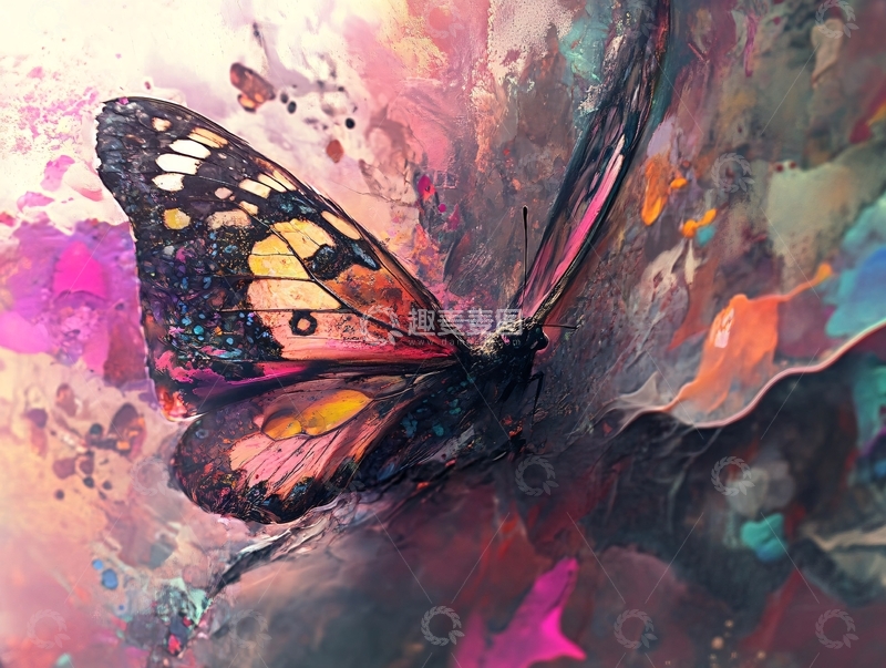 高清大图下载【趣麦麦图】彩色抽象蝴蝶