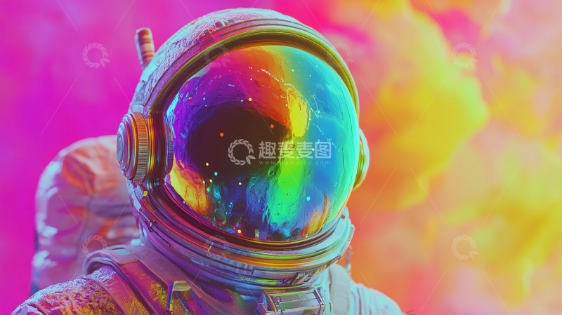 高清大图下载【趣麦麦图】彩虹宇航员
