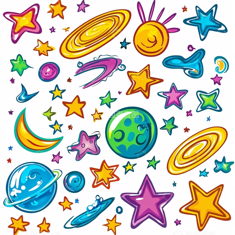 高清大图下载【趣麦麦图】卡通宇宙元素