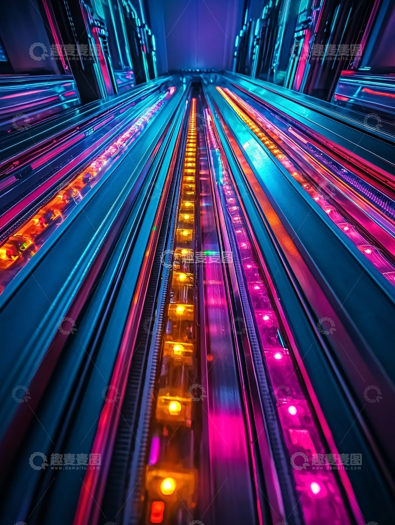 高清大图下载【趣麦麦图】未来感霓虹灯走廊