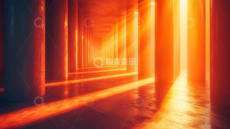 高清大图下载【趣麦麦图】光线穿过柱子的通道
