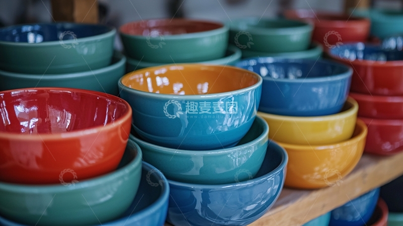 高清大图下载【趣麦麦图】彩色陶瓷碗