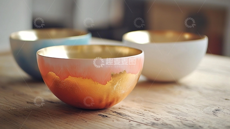高清大图下载【趣麦麦图】金色内衬陶瓷碗