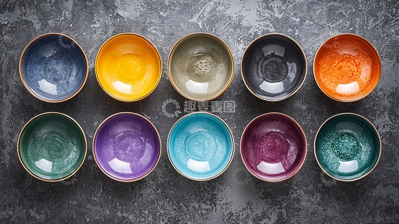 高清大图下载【趣麦麦图】彩色陶瓷碗