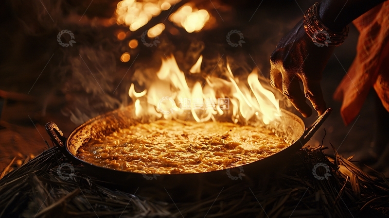 高清大图下载【趣麦麦图】篝火上燃烧的祭品
