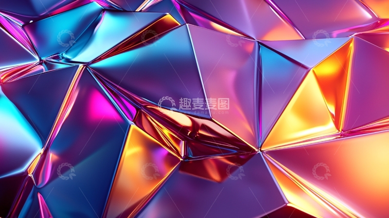 高清大图下载【趣麦麦图】多面体彩色金属质感
