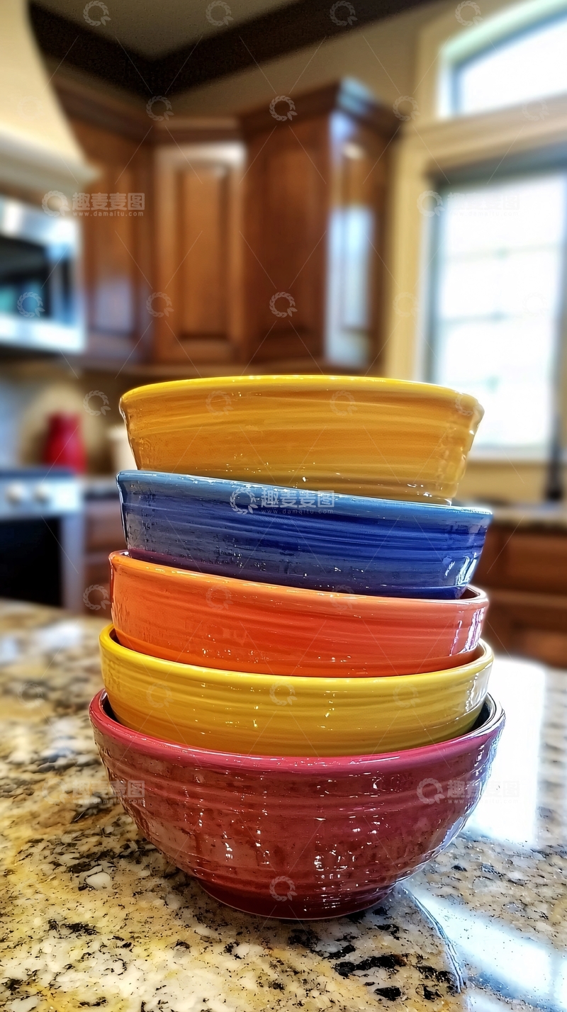 高清大图下载【趣麦麦图】彩色陶瓷碗