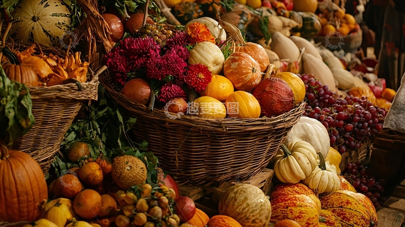 高清大图下载【趣麦麦图】丰收的秋天水果蔬菜