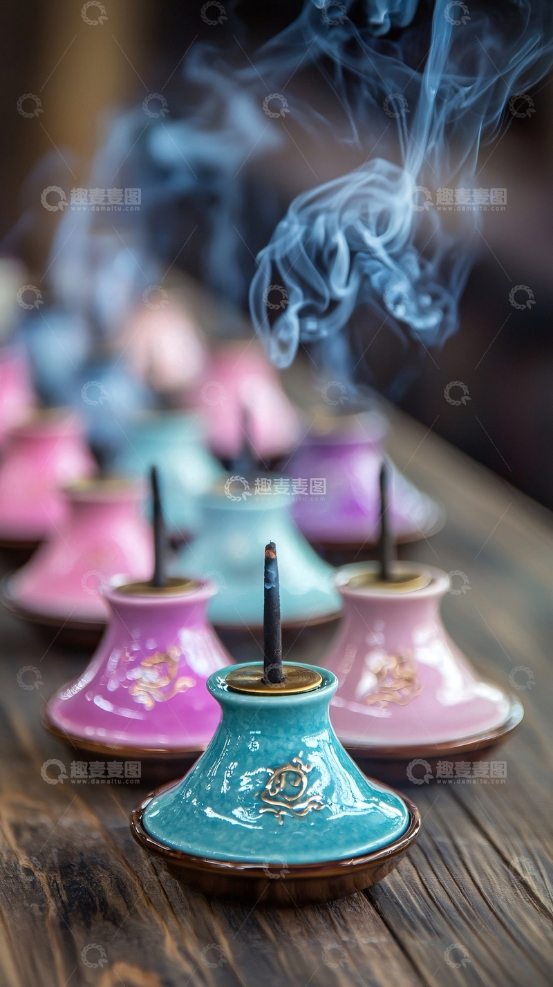 高清大图下载【趣麦麦图】彩色陶瓷香炉