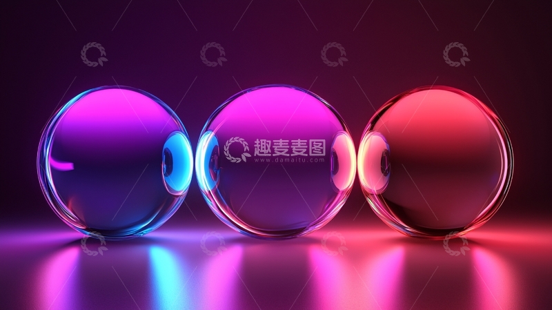 高清大图下载【趣麦麦图】彩色光晕下的透明球体
