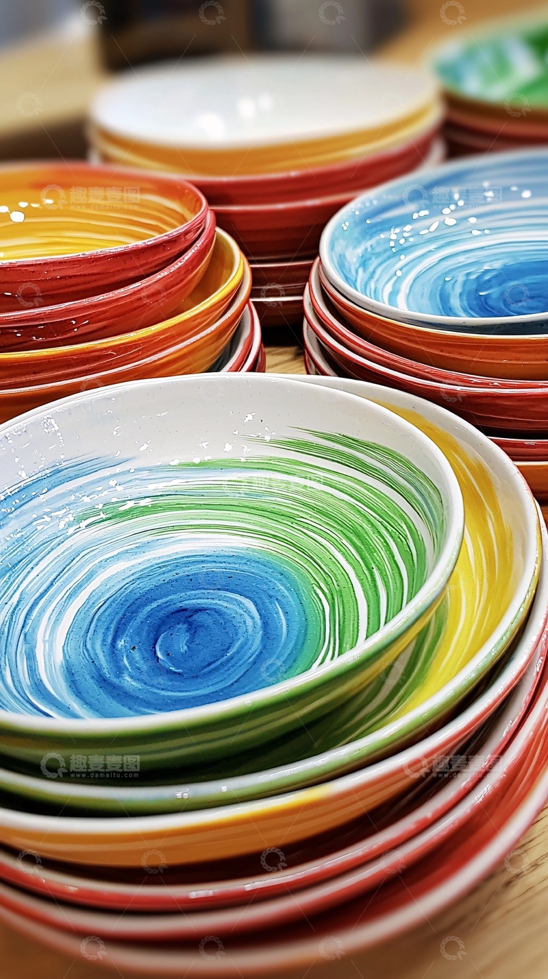 高清大图下载【趣麦麦图】彩色陶瓷碗