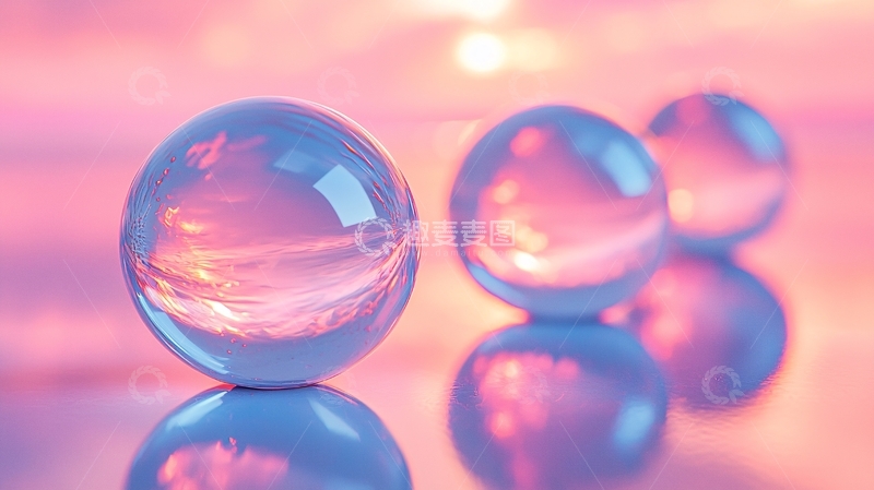 高清大图下载【趣麦麦图】粉色天空玻璃球