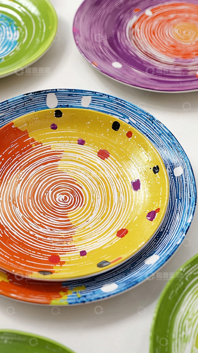 高清大图下载【趣麦麦图】手绘陶瓷餐盘