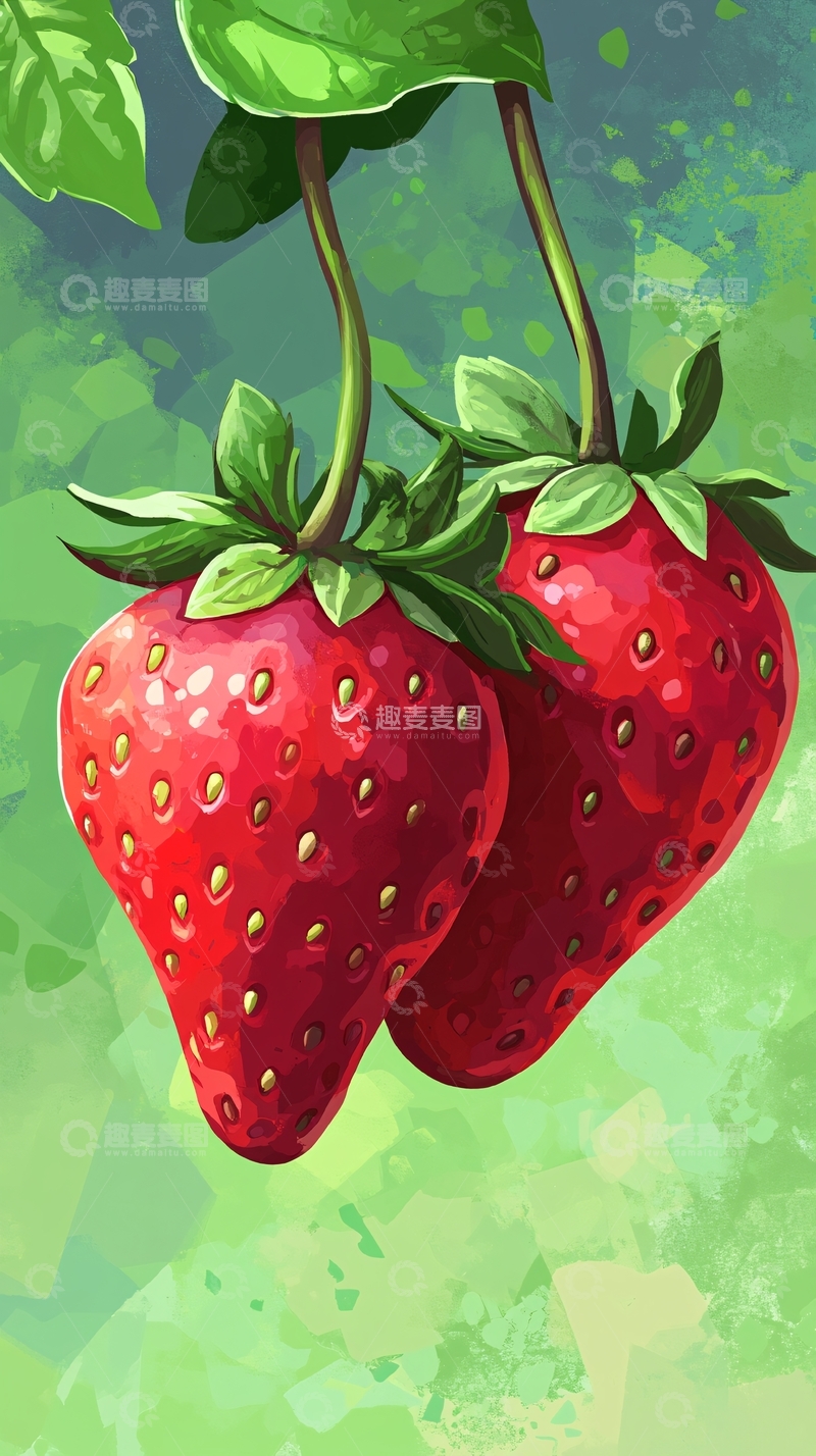 高清大图下载【趣麦麦图】两颗鲜红欲滴的草莓