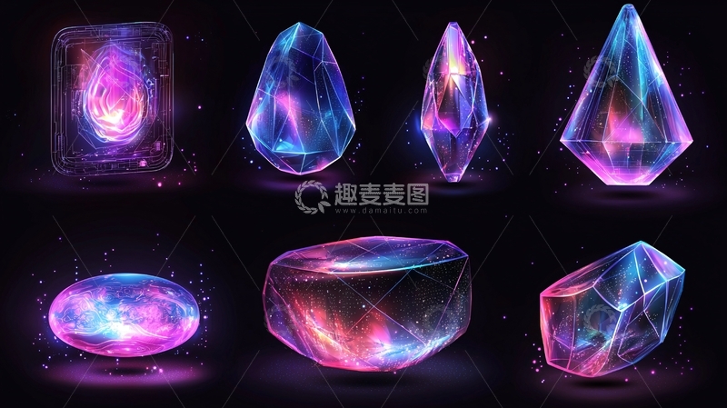 高清大图下载【趣麦麦图】发光晶体集合