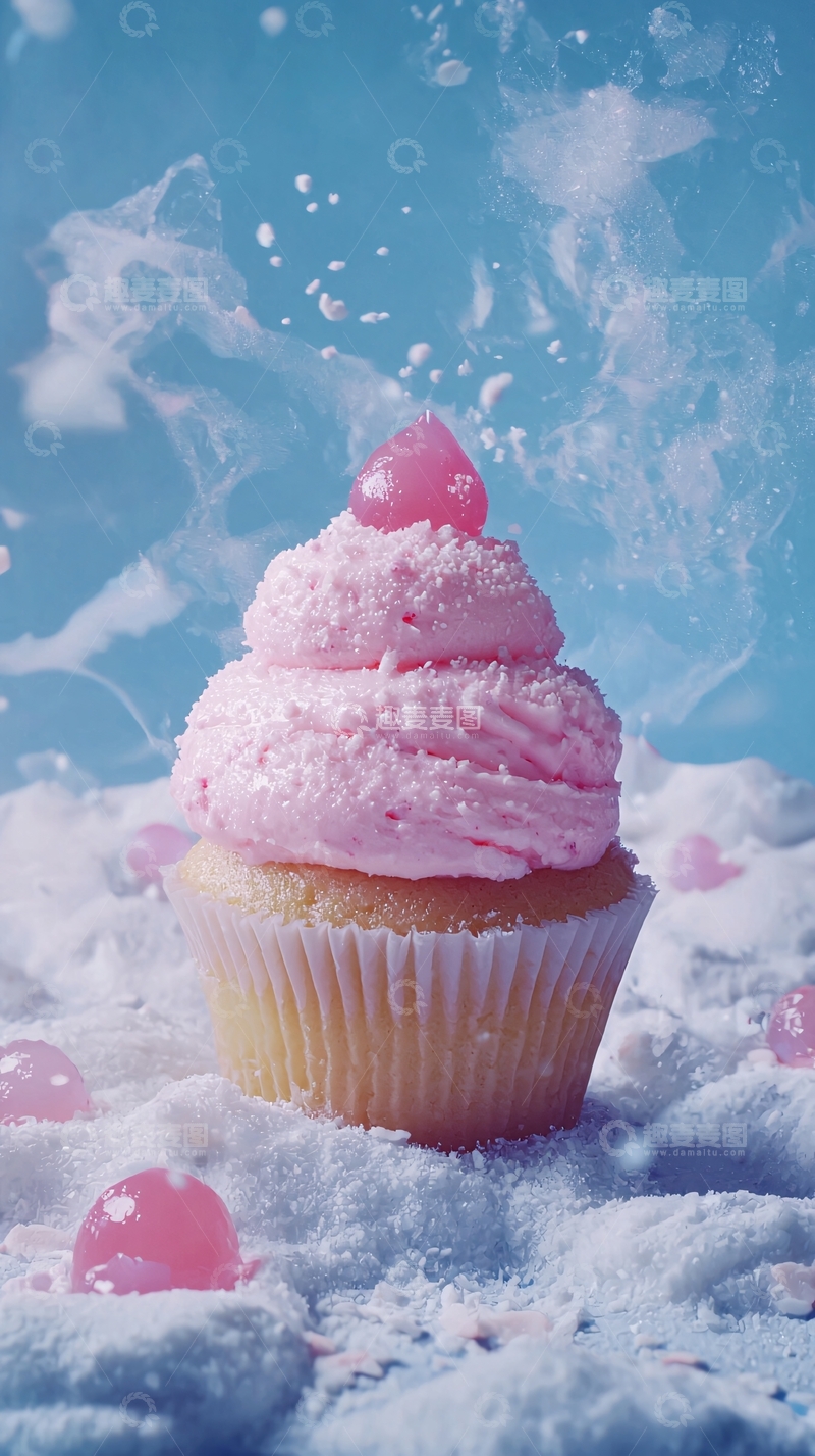 高清大图下载【趣麦麦图】粉色奶油纸杯蛋糕