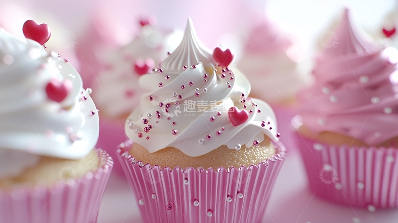 高清大图下载【趣麦麦图】粉色爱心纸杯蛋糕