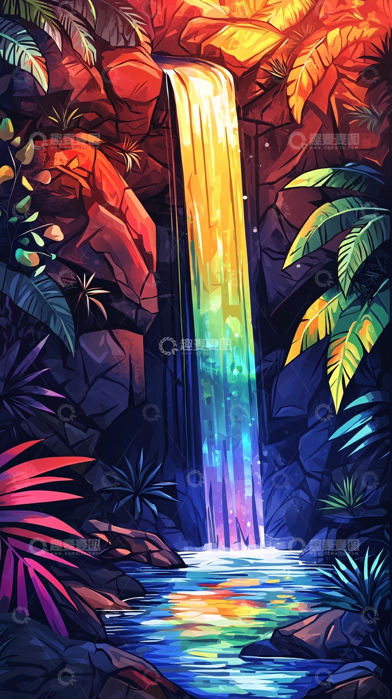 高清大图下载【趣麦麦图】彩虹瀑布
