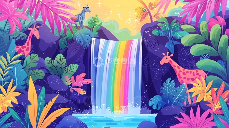 高清大图下载【趣麦麦图】彩虹瀑布